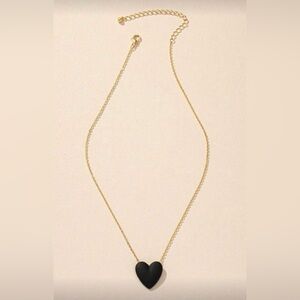 Black Heart Necklace with Gold Chain
